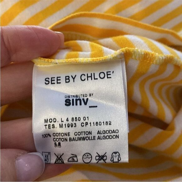 See by Chloe Yellow Striped Sleeveless Top with Bow, US8 - Picture 8 of 9